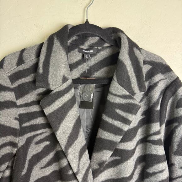 Torrid Grey Tiger Wave Jacquard Blazer Style Coat 2X NWT 40995116 - Picture 4 of 16